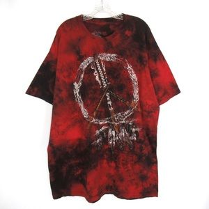 THE MOUNTAIN Native American Feather Dreamcatcher Red/Black Tie-Dye Tee Mens 2XL